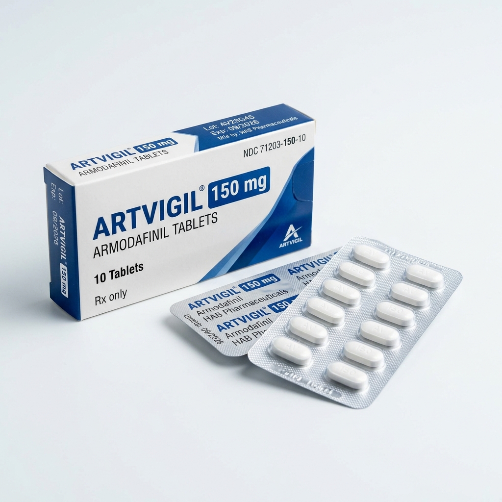 Artvigil 150 mg Armodafinil Tablets Box and Blister